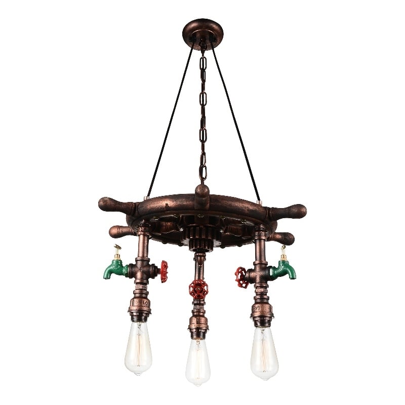 CWI Lighting Manor 3 Light Down Metal Chandelier in Speckled Copper