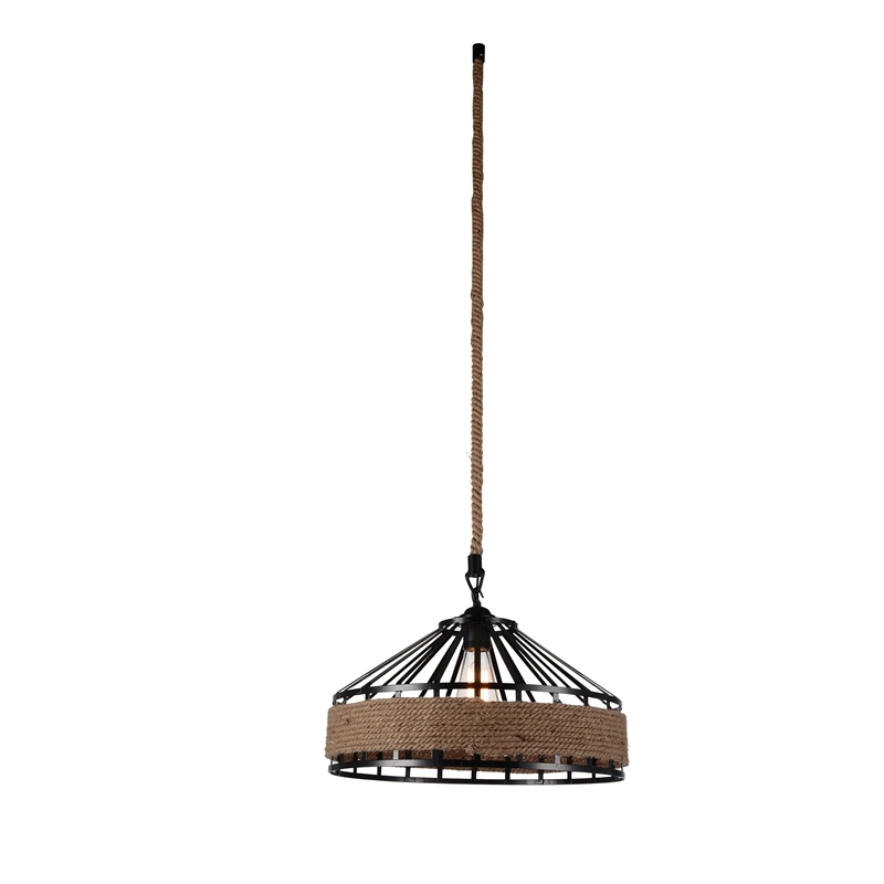 CWI Lighting Padma 1 Light Down Farmhouse Metal Pendant in Black