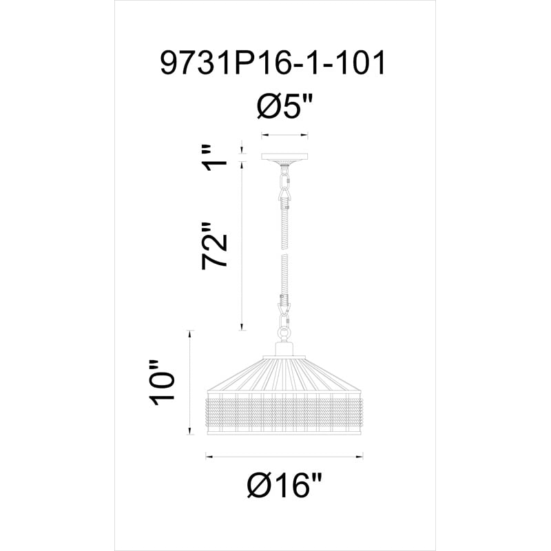 CWI Lighting Padma 1 Light Down Farmhouse Metal Pendant in Black