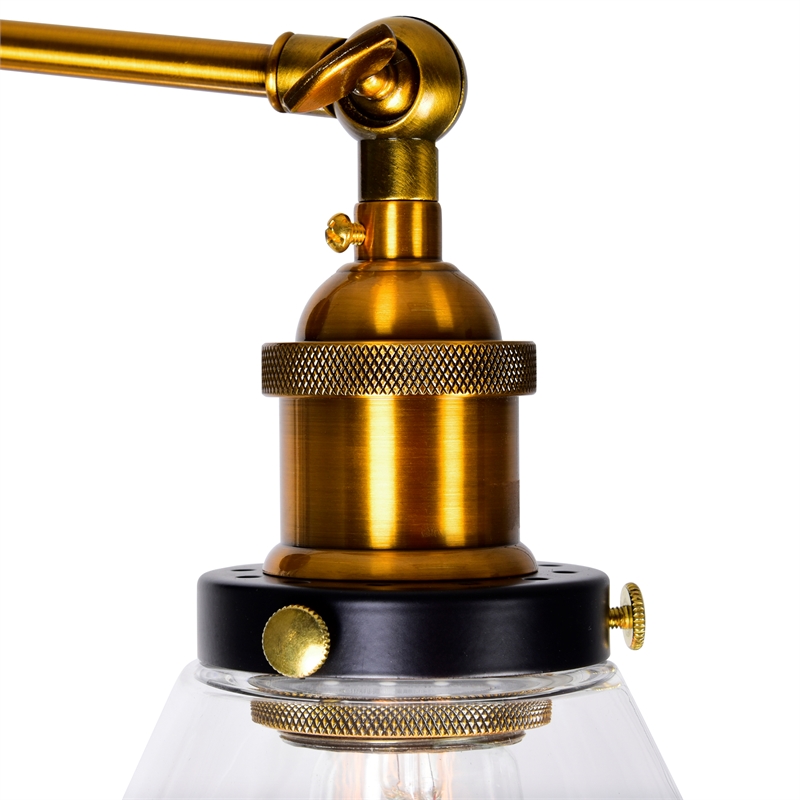 CWI Lighting Eustis 2 Light Contemporary Metal Wall Sconce in Black/Gold Brass