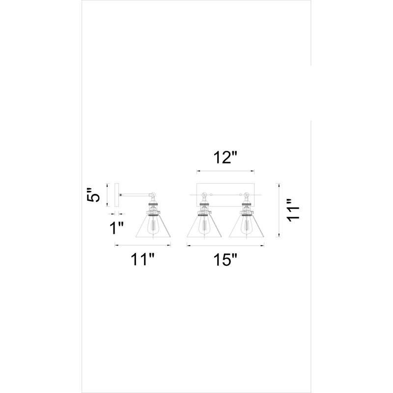 CWI Lighting Eustis 2 Light Metal Wall Sconce in Polished Nickel