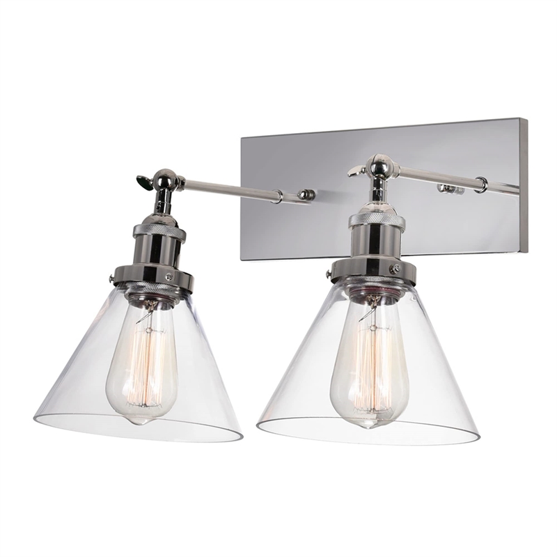 CWI Lighting Eustis 2 Light Metal Wall Sconce in Polished Nickel