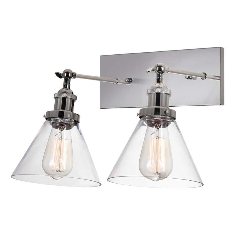 CWI Lighting Eustis 2 Light Metal Wall Sconce in Polished Nickel