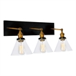 CWI Lighting Eustis 3 Light Contemporary Metal Wall Sconce in Black/Gold Brass