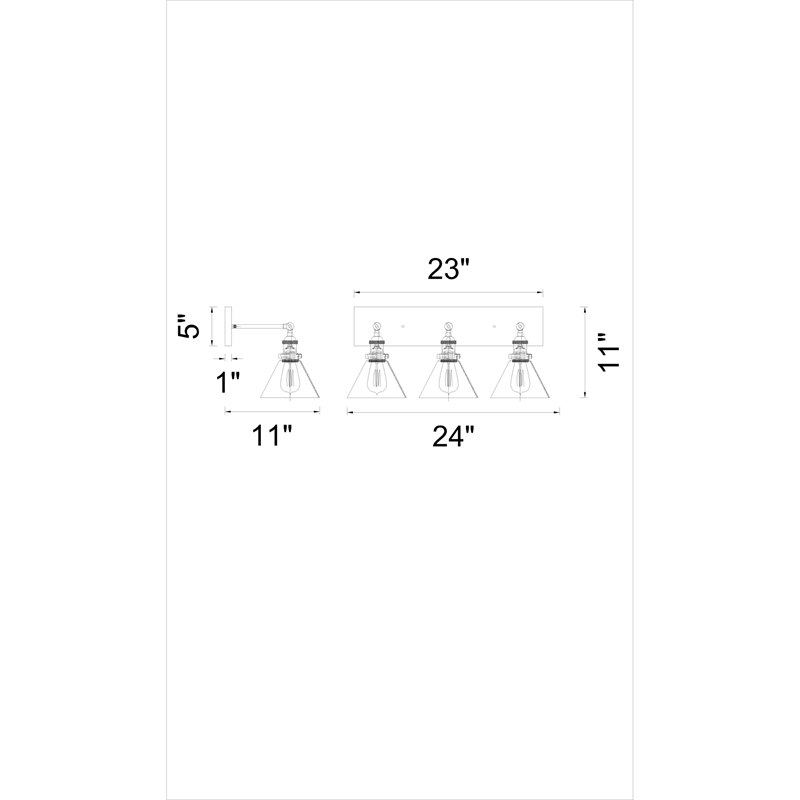 CWI Lighting Eustis 3 Light Metal Wall Sconce in Polished Nickel