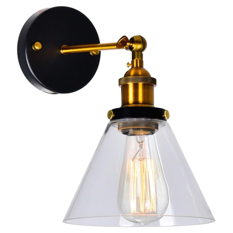 CWI Lighting Eustis 1 Light Contemporary Metal Wall Sconce in Black/Gold Brass