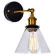 CWI Lighting Eustis 1 Light Contemporary Metal Wall Sconce in Black/Gold Brass