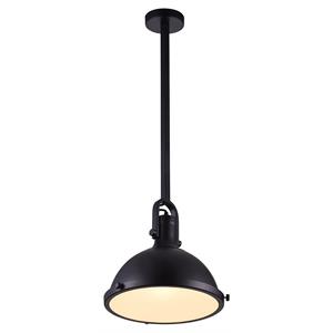 CWI Lighting Strum 1 Light Down Farmhouse Metal Pendant in Black