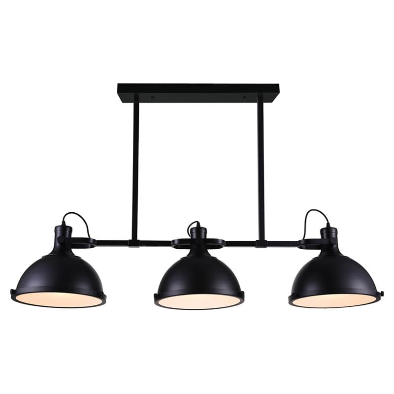 CWI Lighting Strum 3 Light Farmhouse Metal Island Chandelier in Black