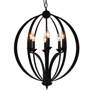 CWI Lighting Drift 6 Light Up Contemporary Metal Chandelier in Black