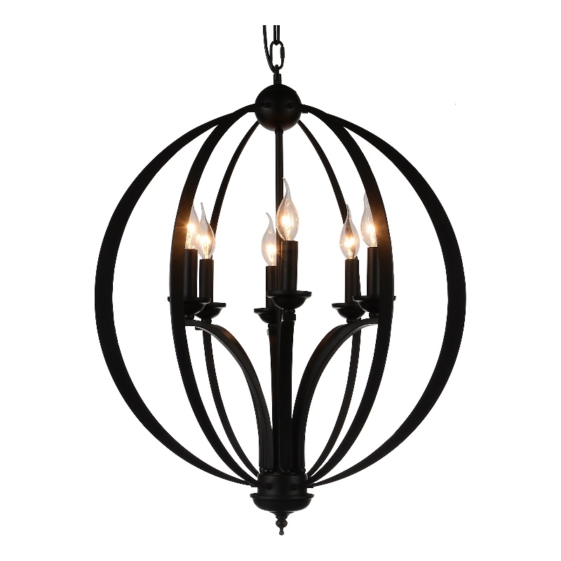 CWI Lighting Drift 6 Light Up Contemporary Metal Chandelier in Black