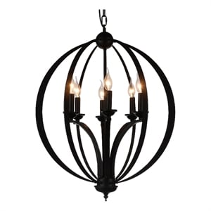 CWI Lighting Drift 6 Light Up Contemporary Metal Chandelier in Black