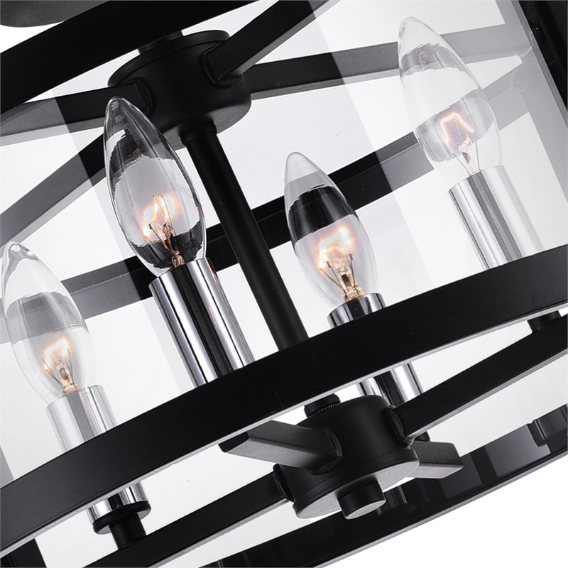 cwi lighting miette 4 light metal cage indoor flush mount in black