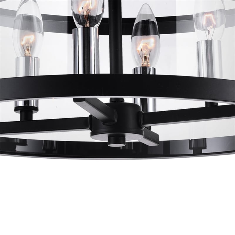 cwi lighting miette 4 light metal cage indoor flush mount in black