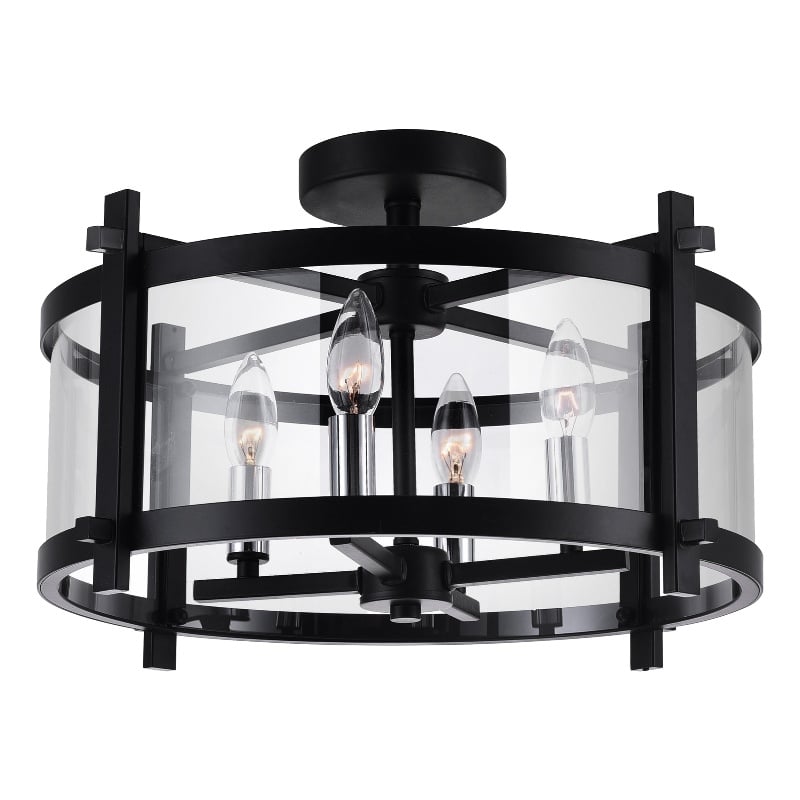 CWI Lighting Miette 4 Light Metal Cage Indoor Flush Mount in Black