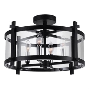 CWI Lighting Miette 4 Light Metal Cage Indoor Flush Mount in Black