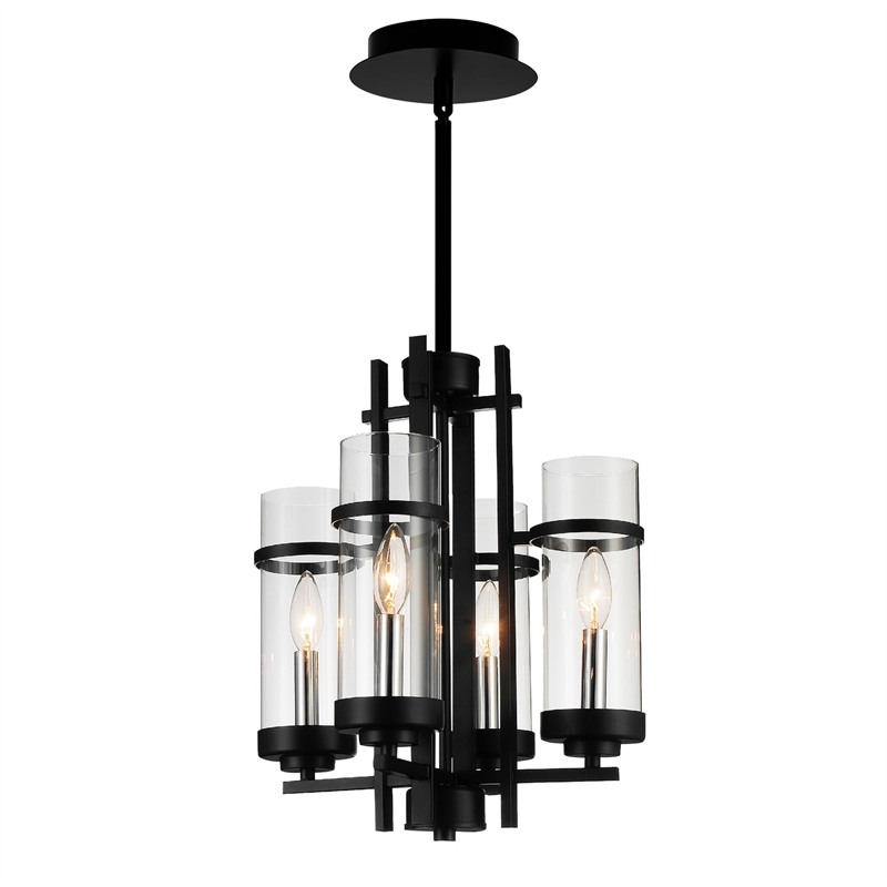 CWI Lighting Sierra 4 Light Up Contemporary Metal Mini Pendant in Black