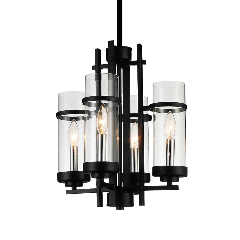 CWI Lighting Sierra 4 Light Up Contemporary Metal Mini Pendant in Black