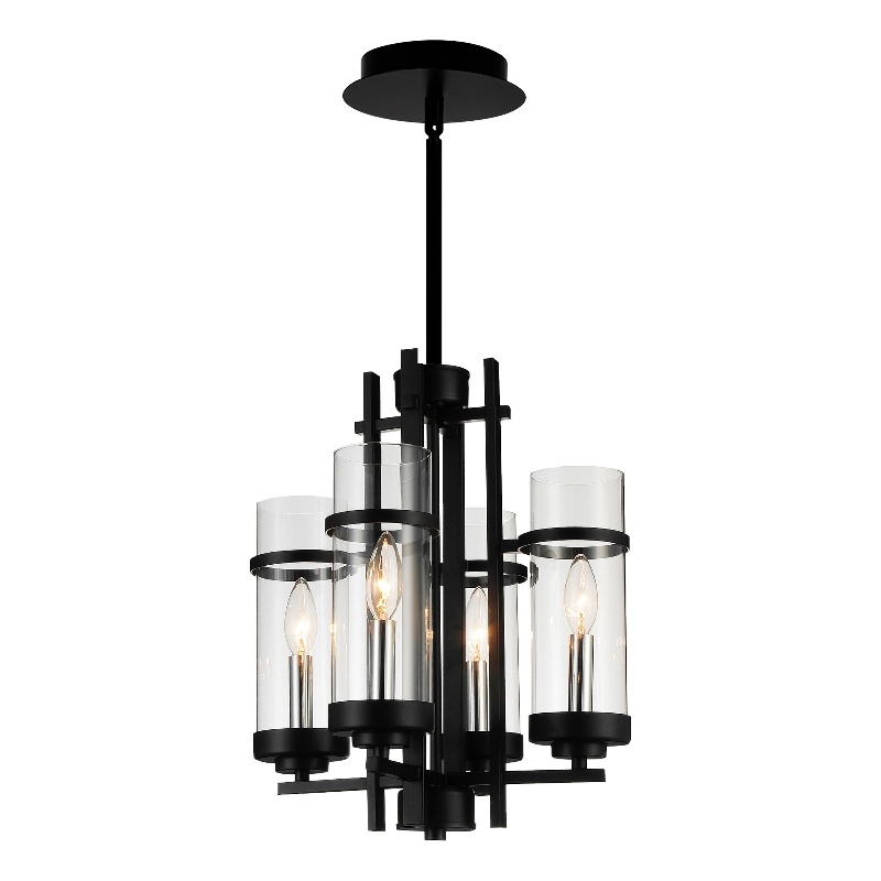 CWI Lighting Sierra 4 Light Up Contemporary Metal Mini Pendant in Black