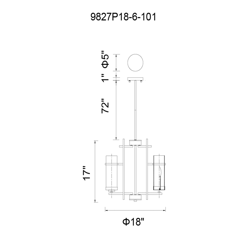 CWI Lighting Sierra 6 Light Up Contemporary Metal Chandelier in Black