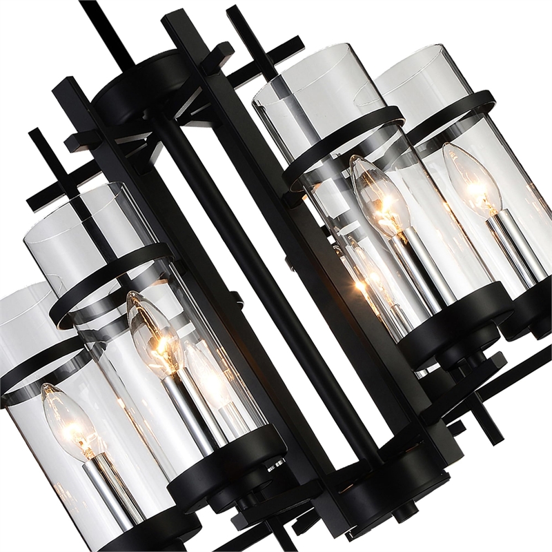 CWI Lighting Sierra 6 Light Up Contemporary Metal Chandelier in Black