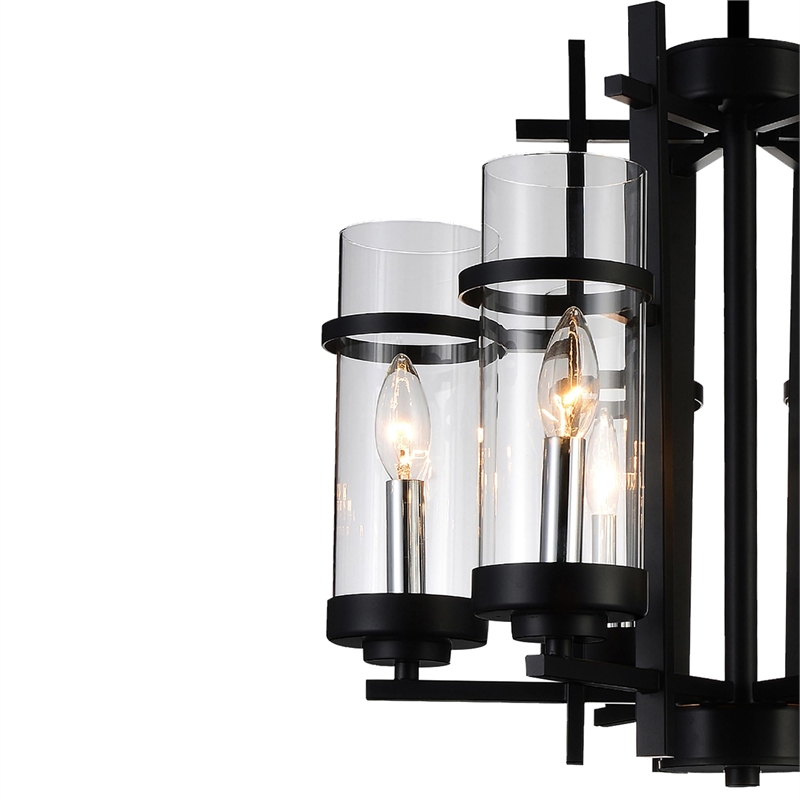 CWI Lighting Sierra 6 Light Up Contemporary Metal Chandelier in Black