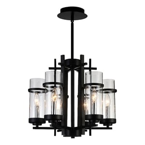 CWI Lighting Sierra 6 Light Up Contemporary Metal Chandelier in Black