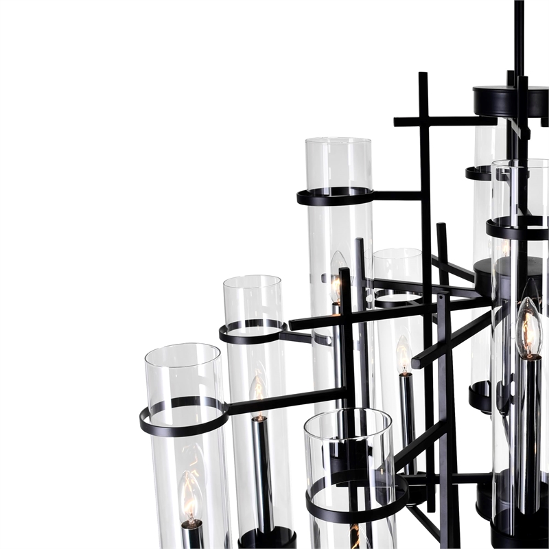 CWI Lighting Sierra 12 Light Up Contemporary Metal Chandelier in Black