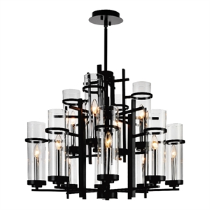 CWI Lighting Sierra 12 Light Up Contemporary Metal Chandelier in Black