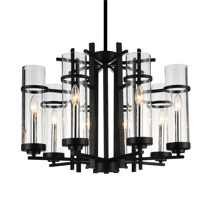 CWI Lighting Sierra 8 Light Up Contemporary Metal Chandelier in Black