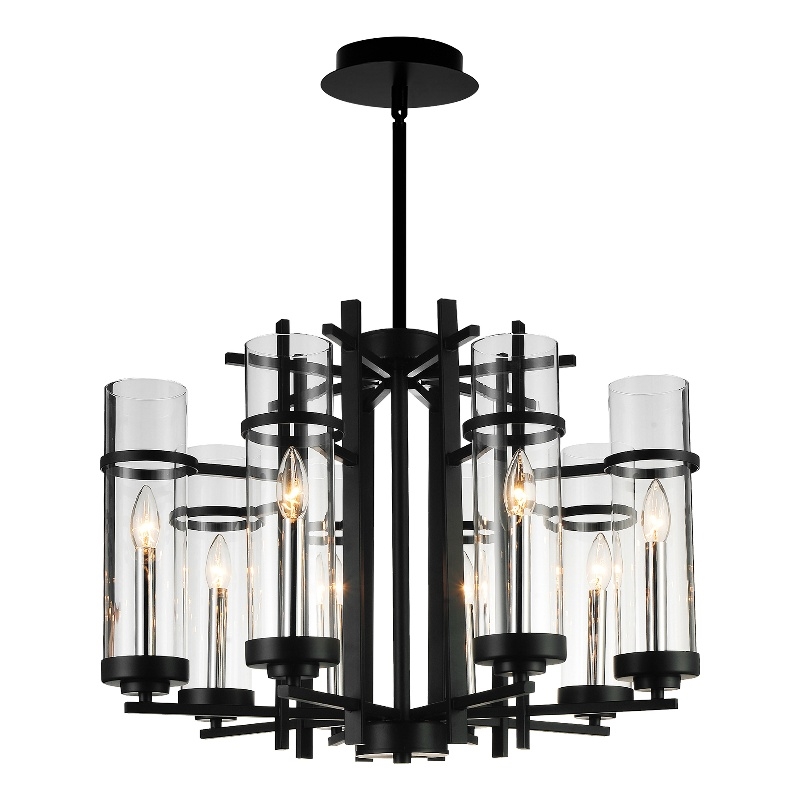 CWI Lighting Sierra 8 Light Up Contemporary Metal Chandelier in Black