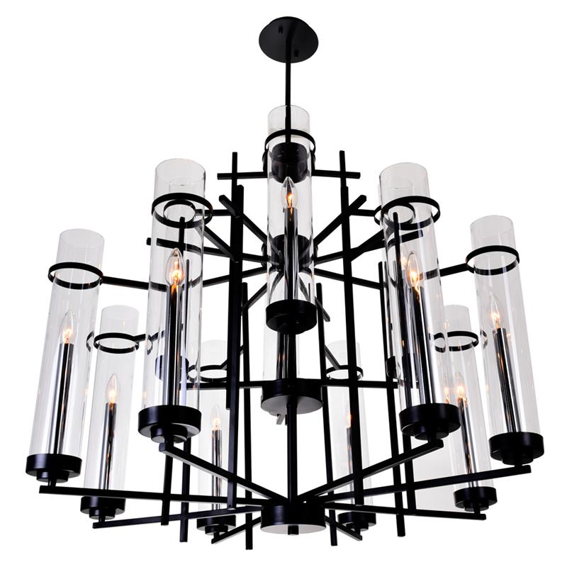 CWI Lighting Sierra 12 Light Up Contemporary Metal Chandelier in Black