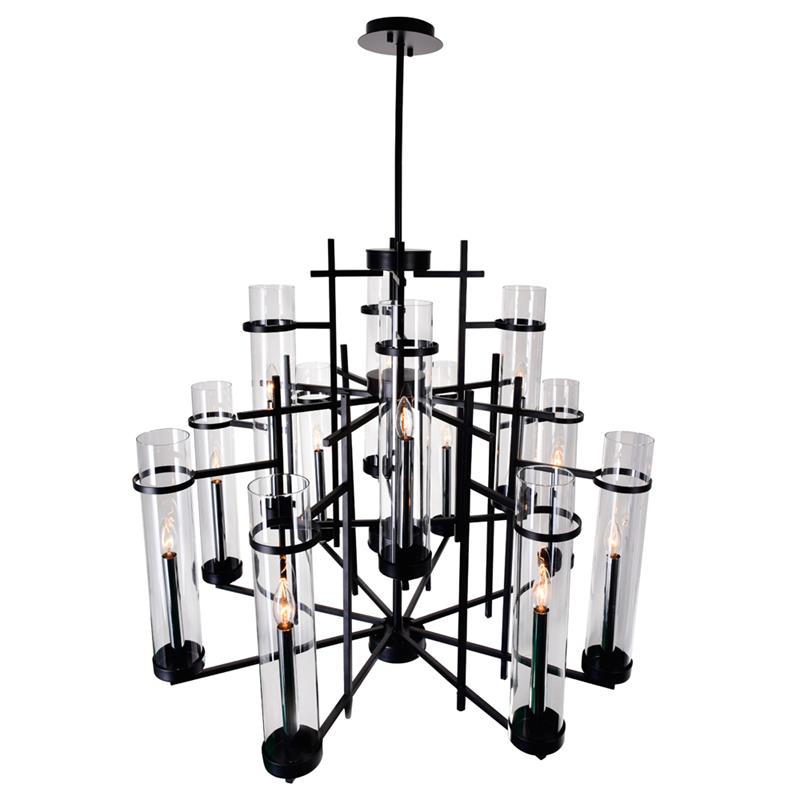 CWI Lighting Sierra 12 Light Up Contemporary Metal Chandelier in Black