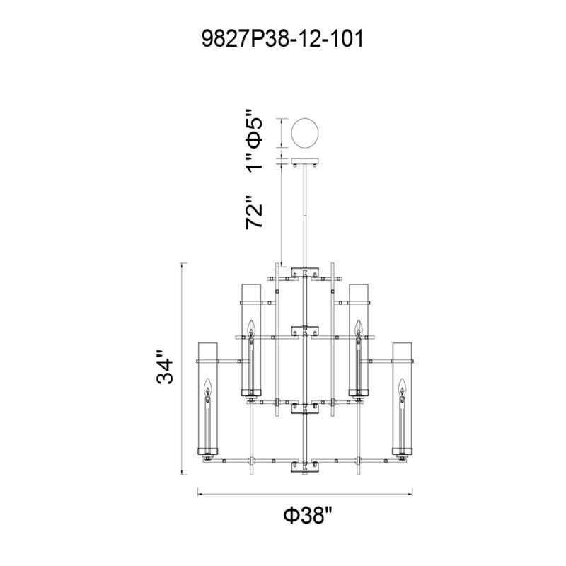 CWI Lighting Sierra 12 Light Up Contemporary Metal Chandelier in Black