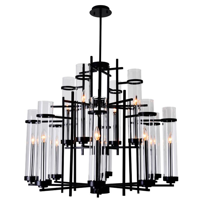CWI Lighting Sierra 12 Light Up Contemporary Metal Chandelier in Black