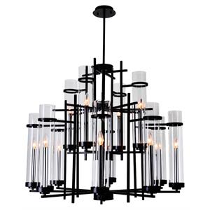 CWI Lighting Sierra 12 Light Up Contemporary Metal Chandelier in Black