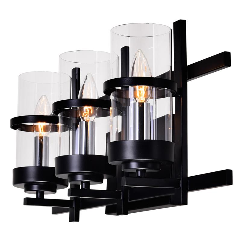 CWI Lighting Sierra 3 Light Contemporary Metal Wall Sconce in Black