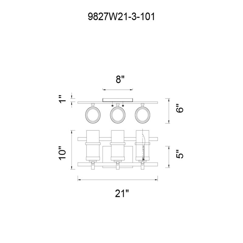 CWI Lighting Sierra 3 Light Contemporary Metal Wall Sconce in Black