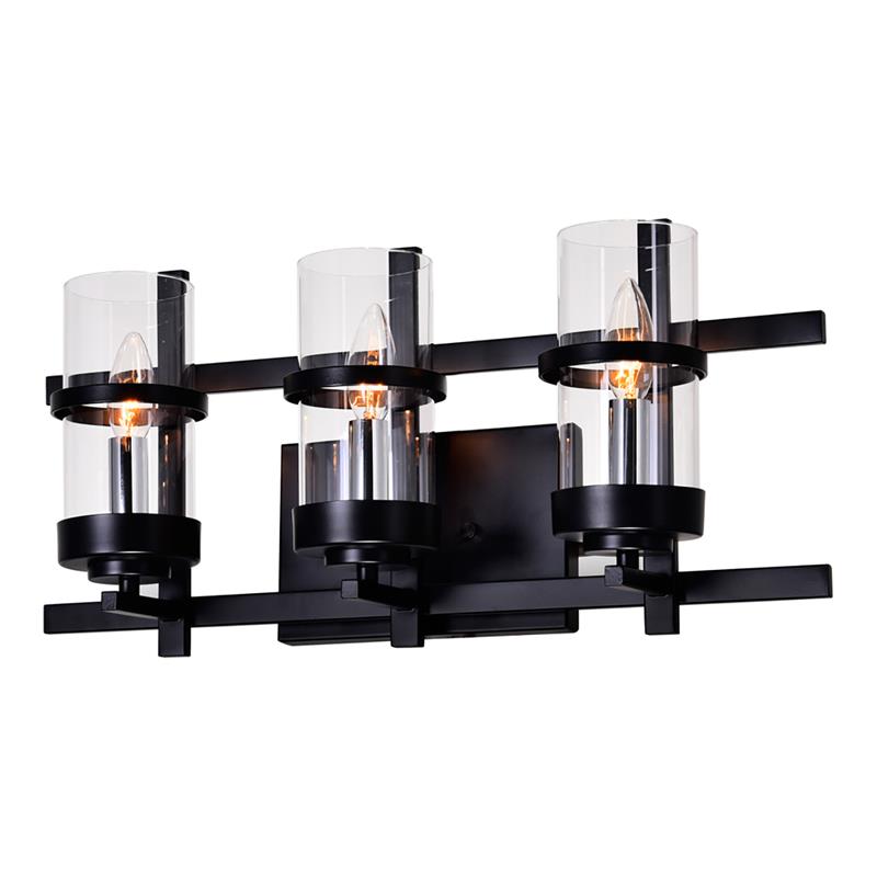 CWI Lighting Sierra 3 Light Contemporary Metal Wall Sconce in Black