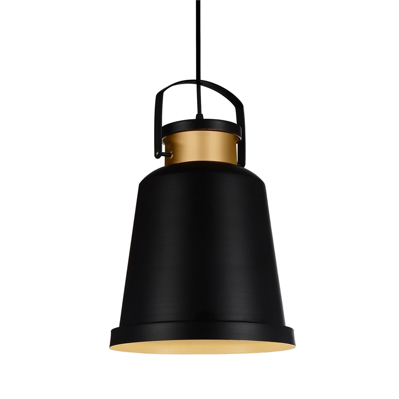 CWI Lighting Elisa 1 Light Down Contemporary Metal Pendant in Black