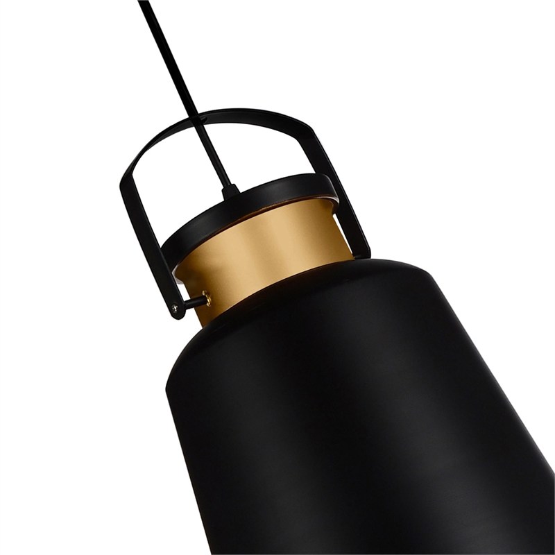 CWI Lighting Elisa 1 Light Down Contemporary Metal Pendant in Black