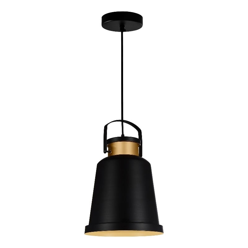 CWI Lighting Elisa 1 Light Down Contemporary Metal Pendant in Black