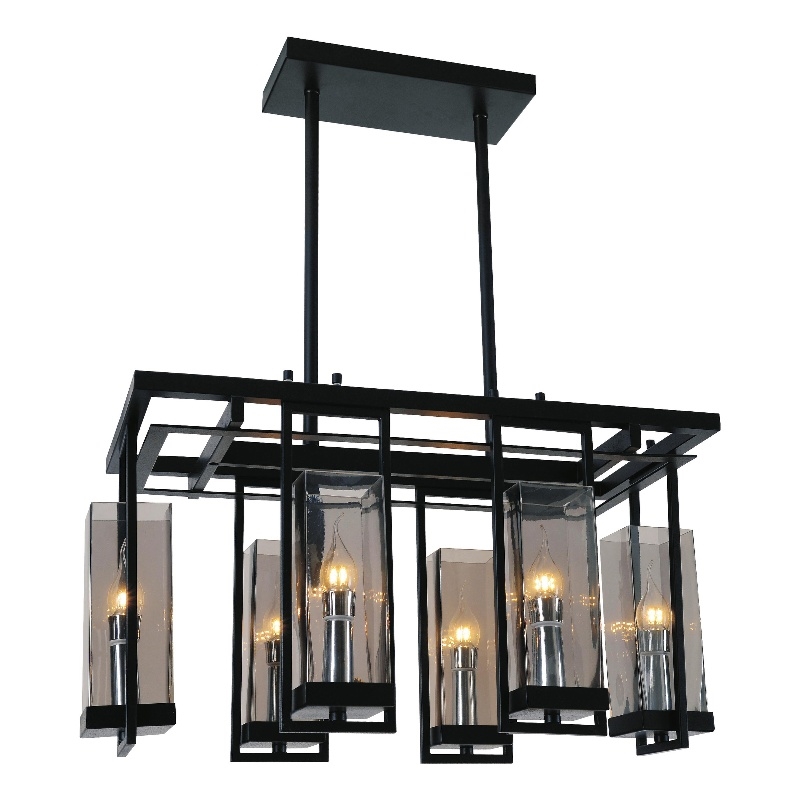 CWI Lighting Vanna 6 Light Up Contemporary Metal Chandelier in Black