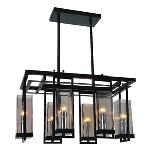 CWI Lighting Vanna 6 Light Up Contemporary Metal Chandelier in Black