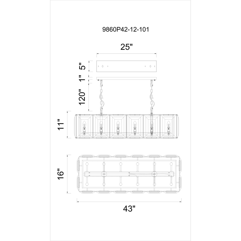 CWI Lighting Jacquet 12 Light Farmhouse Metal Chandelier in Black