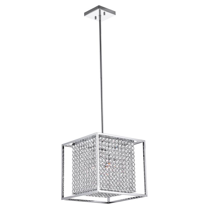 CWI Lighting Cube 3 Light Contemporary Metal Chandelier in Chrome