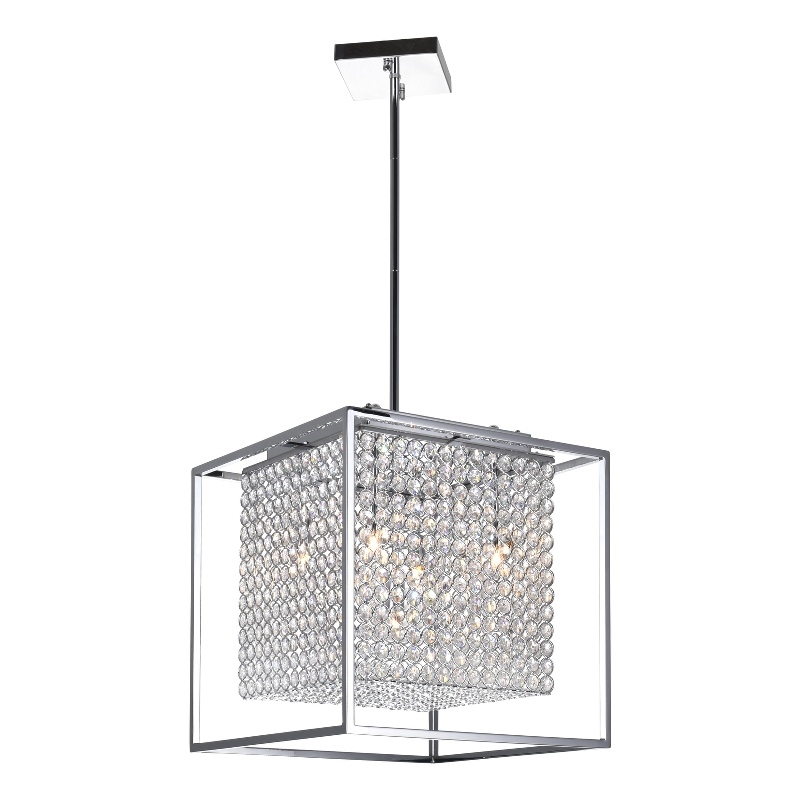 CWI Lighting Cube 5 Light Contemporary Metal Chandelier in Chrome