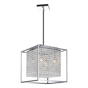 CWI Lighting Cube 5 Light Contemporary Metal Chandelier in Chrome