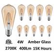 CWI Lighting 4W ST19 2700K Glass LED Bulb in Amber (Set of 10)