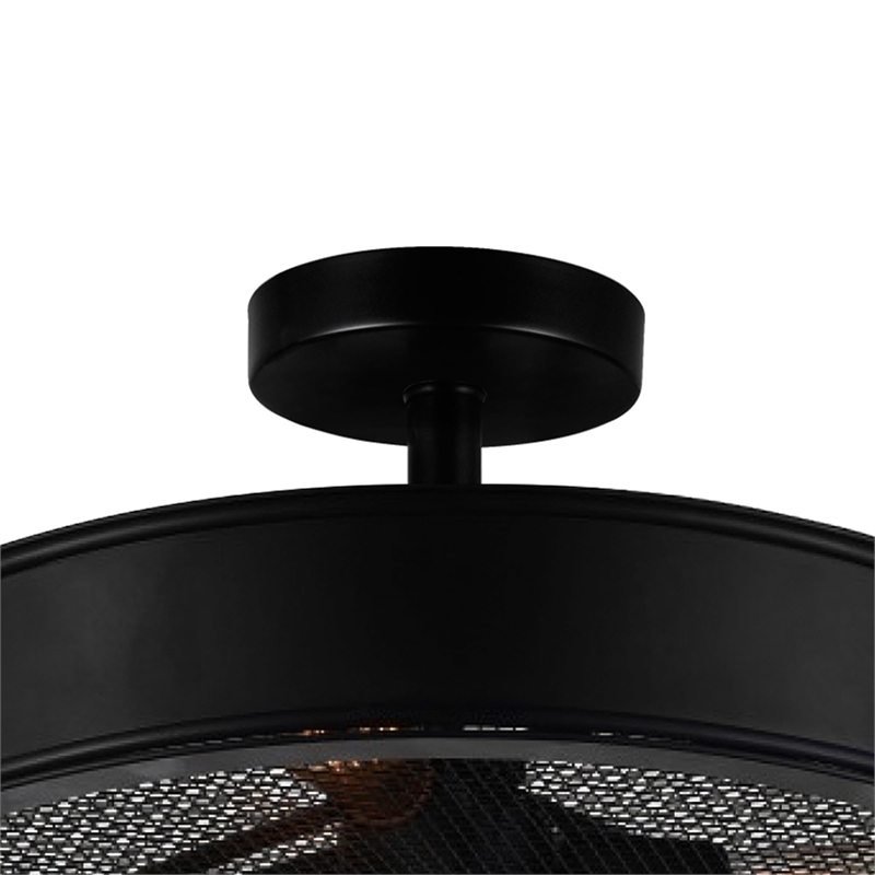 CWI Lighting Tigris 3 Light Drum Shade Metal Flush Mount in Black